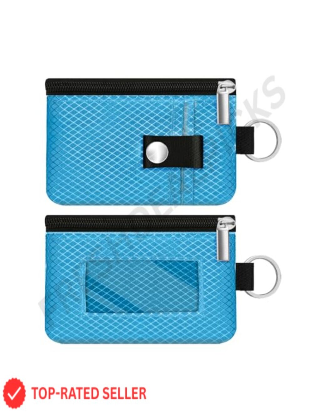 Minimalist RFID Blocking Small Wallet with ID Window, Zip Case with Lanyard